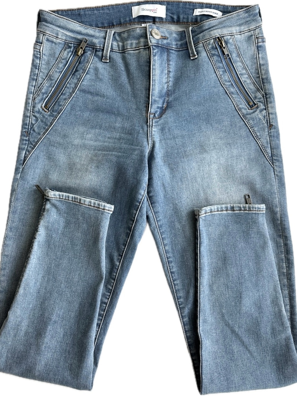 Skinnygirl Women’s Light Blue Skinny Jeans with Zipper Detail